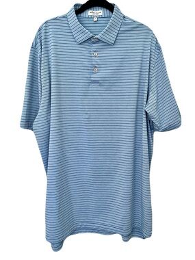 Peter Millar ‘Summer Comfort’ Blue Striped Polo Shirt, Size XL